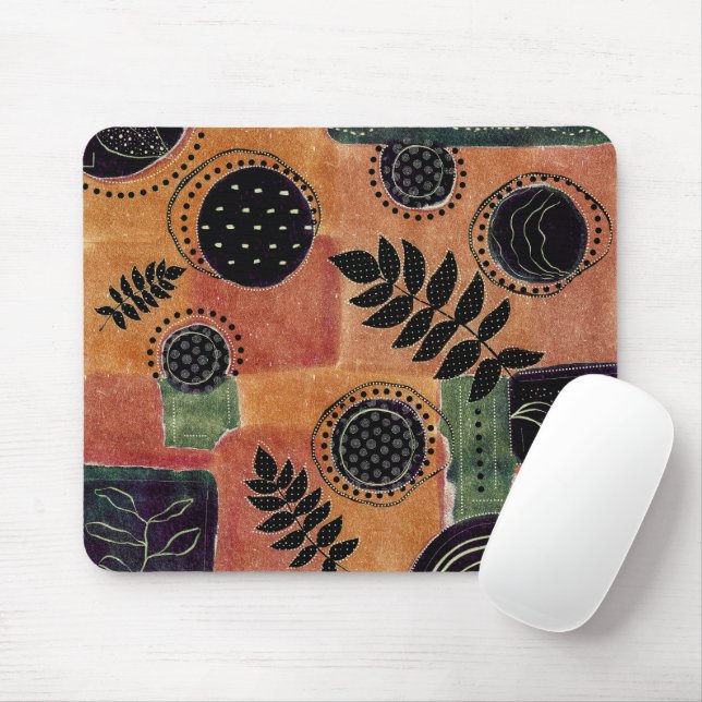 Abstract Geometric Circles Shapes and Leaves | Mouse Mat (With Mouse)