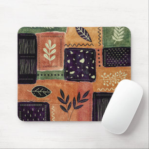 Abstract Geometric Circles Shapes and Leaves Mouse Mat