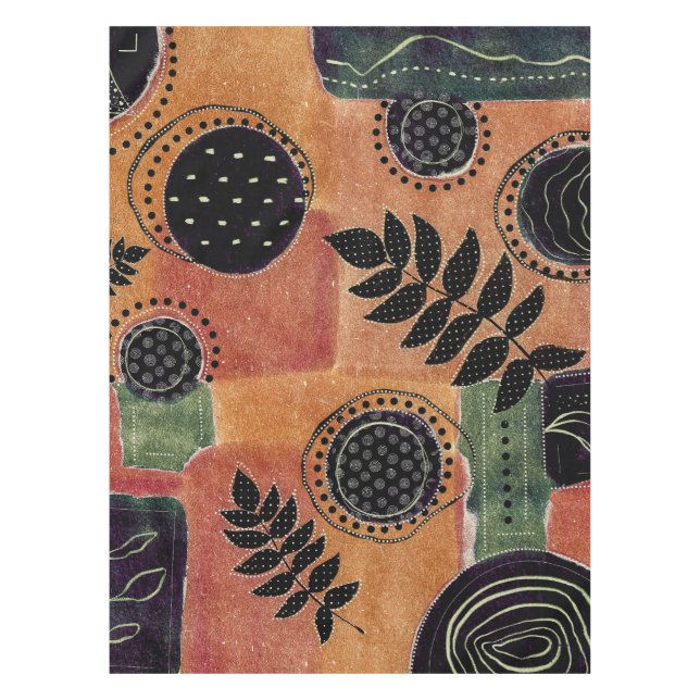 Abstract Geometric Circles Shapes and Leaves | Tablecloth (Front)