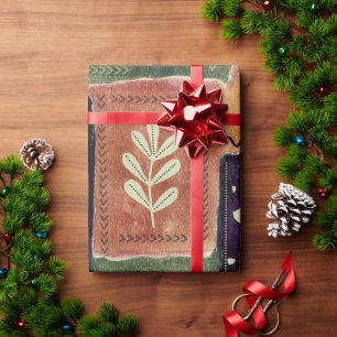 Abstract Geometric Circles Shapes and Leaves Wrapping Paper