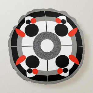 Abstract Geometric Circular Pattern Round Cushion