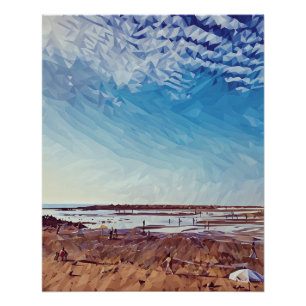 Abstract Geometric Coastal Scene  Poster