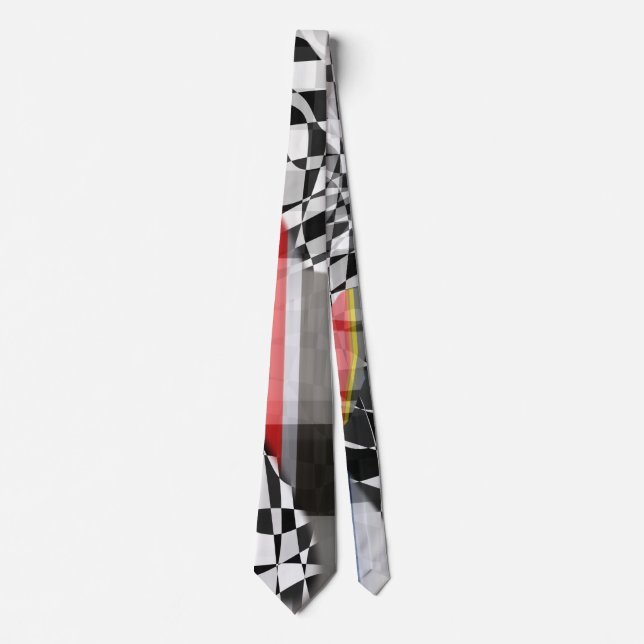 Abstract Geometric Collage Checker Pattern Tie (Front)