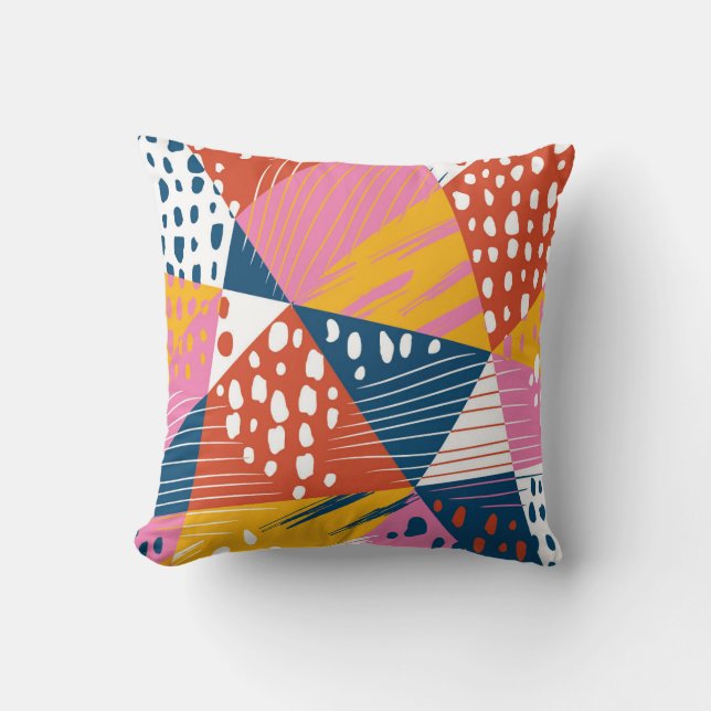 Abstract Geometric Collage Pattern Cushion (Front)