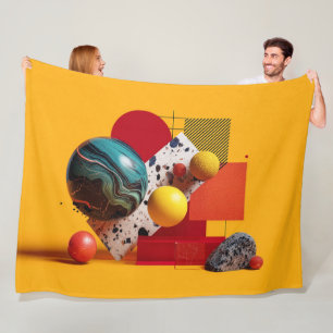 Abstract geometric colorful composition fleece blanket