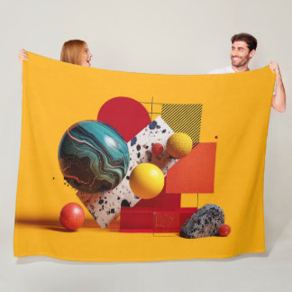 Abstract geometric colorful composition fleece blanket