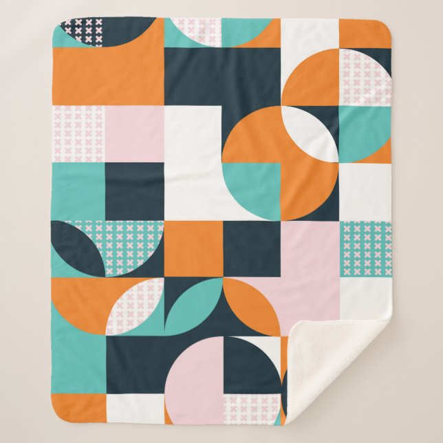 Abstract Geometric: Colourful 3D Effect. Sherpa Blanket (Front)