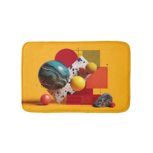Abstract geometric colourful composition  bath mat