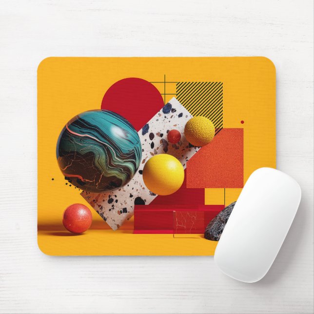 Abstract geometric colourful composition  mouse mat (With Mouse)