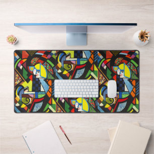 Abstract Geometric Colourful Modernist Painting Desk Mat