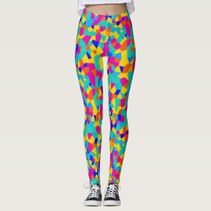 Abstract Geometric Colourful Stained Glass Paint Leggings