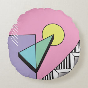 Abstract geometric composition background in postm round cushion