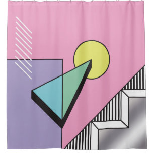 Abstract geometric composition background in postm shower curtain