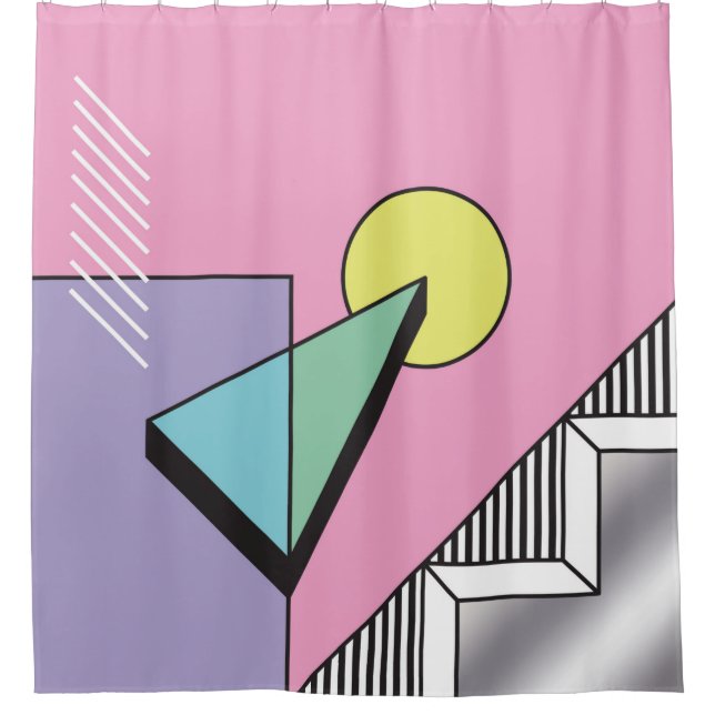Abstract geometric composition background in postm shower curtain (Front)