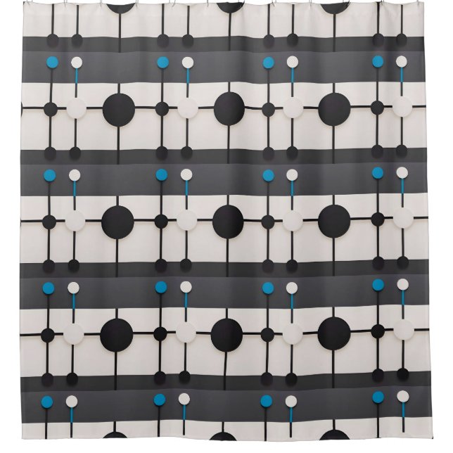 Abstract Geometric Composition Featuring Circles Shower Curtain (Front)