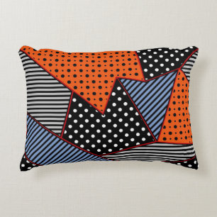 Abstract Geometric Composition: Orange Blue Patter Decorative Cushion