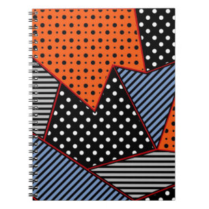 Abstract Geometric Composition: Orange Blue Patter Notebook