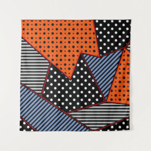 Abstract Geometric Composition: Orange Blue Patter Tapestry