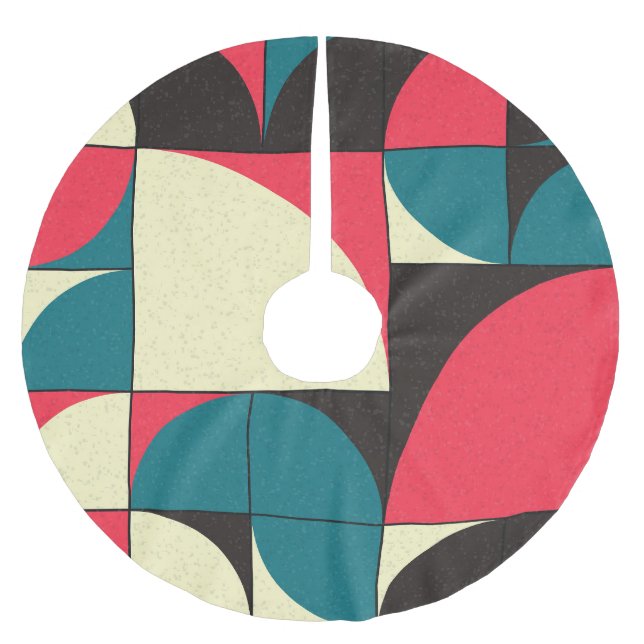 Abstract geometric, computational art illustration brushed polyester tree skirt (Front)