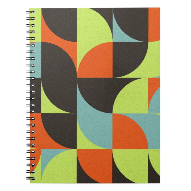 Abstract Geometric Computational Art Illustration Notebook (Front)