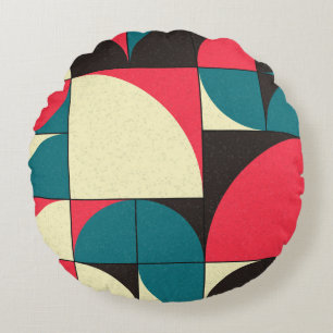 Abstract geometric, computational art illustration round cushion