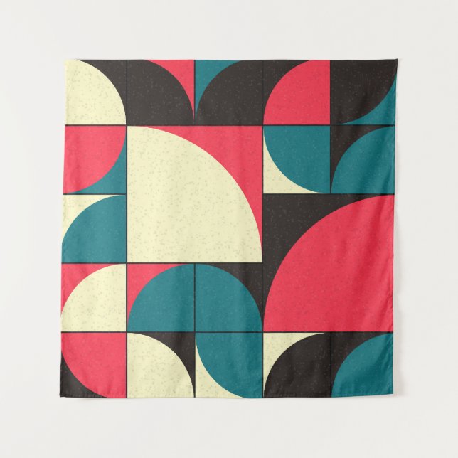 Abstract geometric, computational art illustration tapestry (Front)