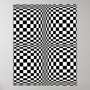Abstract Geometric Cool 3D Black White Squares Poster