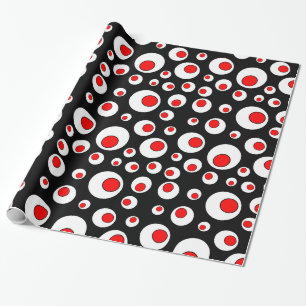 Abstract Geometric Cool Red White Circles Wrapping Paper