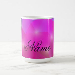 Abstract Geometric Crystal Mosaic in Pink Coffee Mug