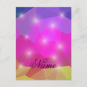 Abstract Geometric Crystal Mosaic in Pink Holiday Postcard