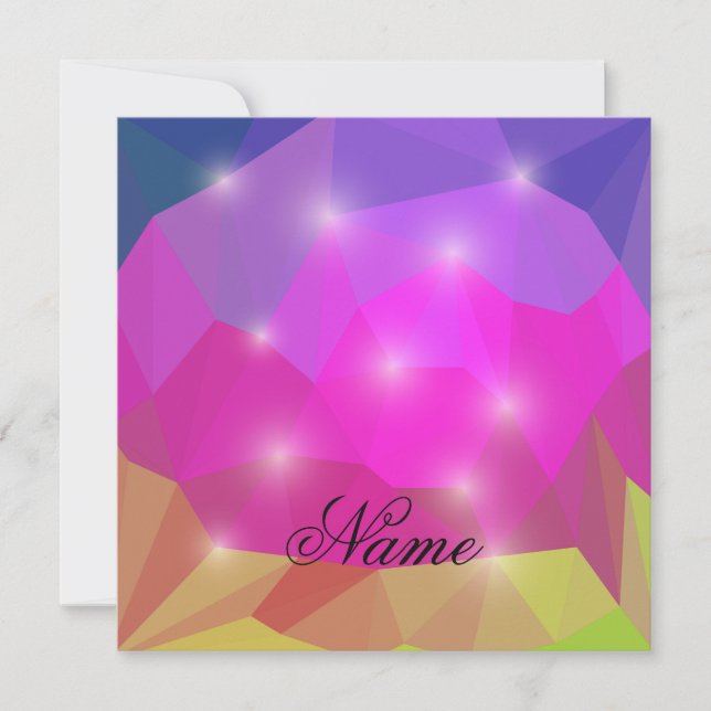 Abstract Geometric Crystal Mosaic in Pink Thank You Card (Front)