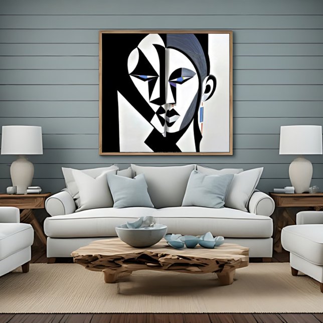 Abstract Geometric Cubist Face Canvas Print (Creator Uploaded)