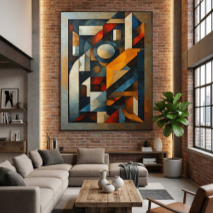 Abstract Geometric Cubist Modern Canvas Print