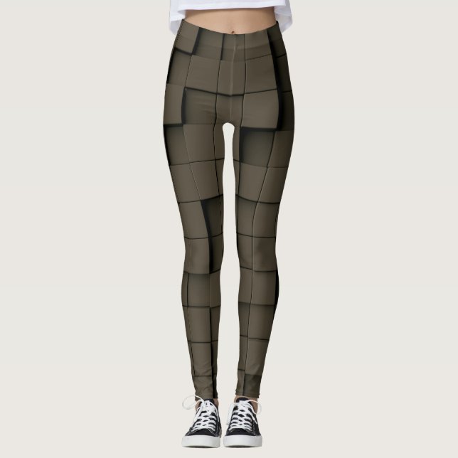 Abstract Geometric Dark Shade Leggings (Front)