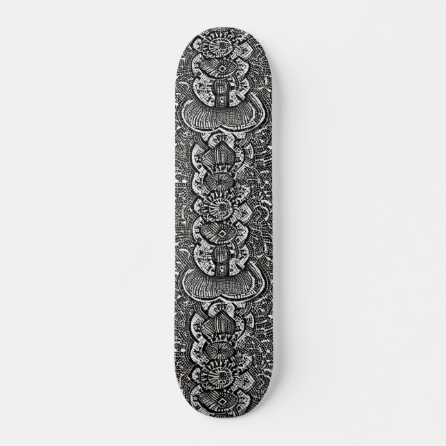Abstract geometric design black white skateboard (Front)