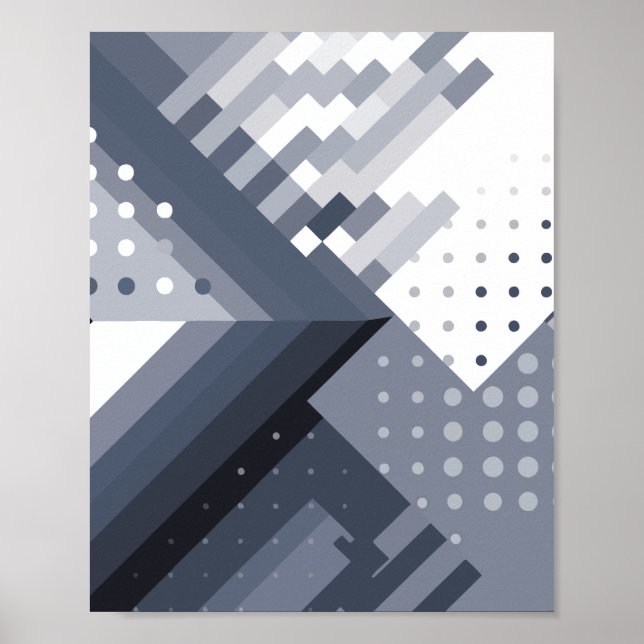 Abstract Geometric Design in Grey Tones Poster (Front)
