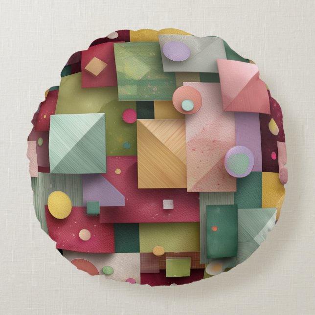 Abstract Geometric Design Round Cushion (Front)