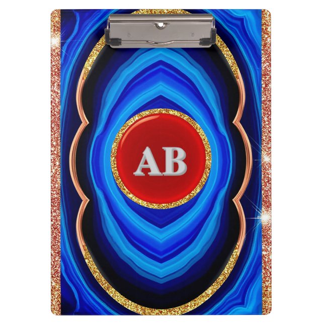 Abstract Geometric Design with Blue Red and Gold Clipboard (Front)