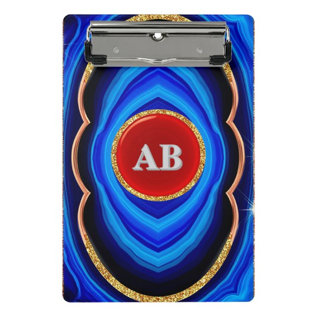 Abstract Geometric Design with Blue Red and Gold Mini Clipboard (Front)