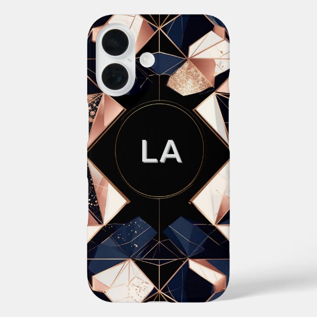 Abstract Geometric Design with Gold Glitter Case-Mate iPhone Case (Back)