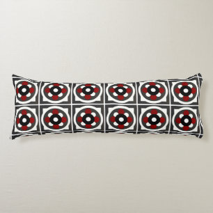 Abstract Geometric Design with Red, Black White Body Cushion