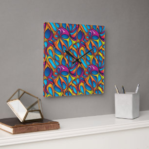 Abstract geometric digital pattern 35 - Wall Clock
