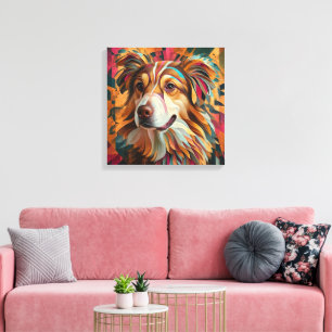  Abstract Geometric Dog Portrait – Digital Art  Canvas Print