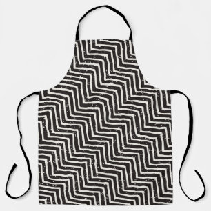 Abstract Geometric Doodle: Black White Pattern Apron