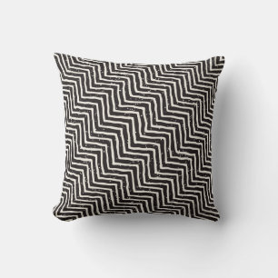 Abstract Geometric Doodle: Black White Pattern Cushion
