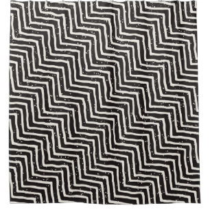 Abstract Geometric Doodle: Black White Pattern Shower Curtain