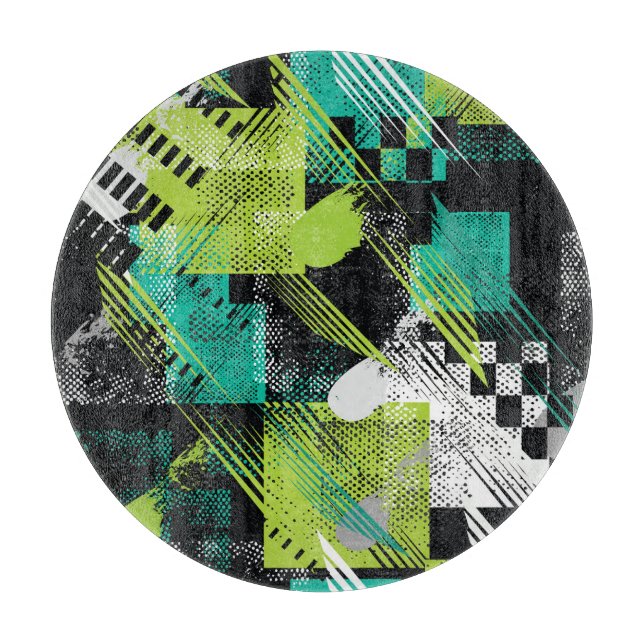 Abstract Geometric Dots Stripes Pattern Cutting Board (Front)