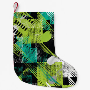 Abstract Geometric Dots Stripes Pattern Small Christmas Stocking