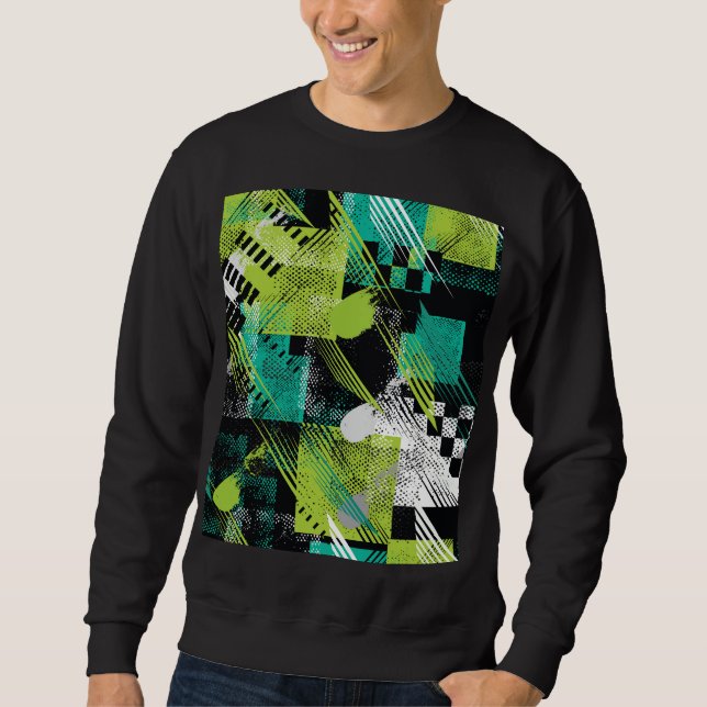 Abstract Geometric Dots Stripes Pattern Sweatshirt (Front)