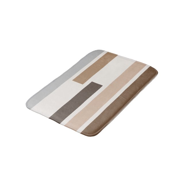 Abstract Geometric Earthtones Stripes Art Pattern Bath Mat (Angled)